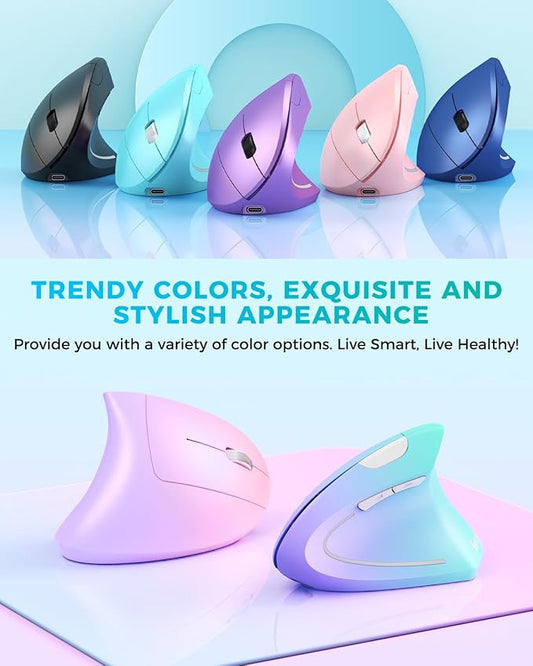 Lekvey Ergonomic Mouse, Vertical Wireless Mouse, Rechargeable 2.4G Optical - Image 2