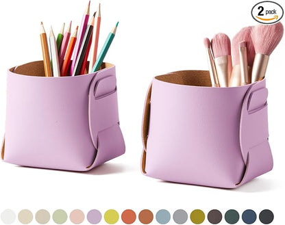 HOMIEAZICOZI 2-Pack Cork Leather Desk Accessories Storage by HOMIEAZICOZI