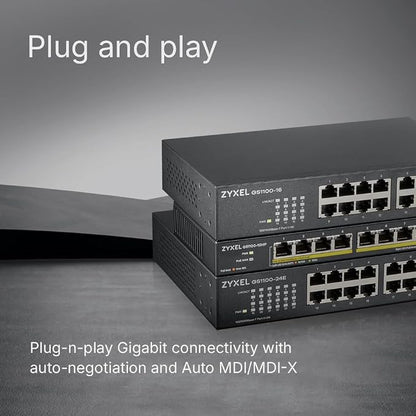 Zyxel 10 Port PoE Switch | Unmanaged Gigabit Network Ethernet Splitter | 8X PoE+ - Image 5
