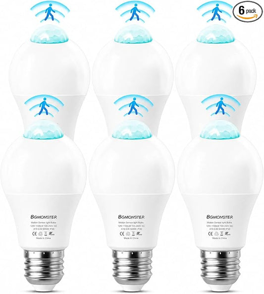 6 Pack Motion Sensor Light Bulbs, 12W Motion Detector Light Bulb, Dusk to Dawn by Unknown