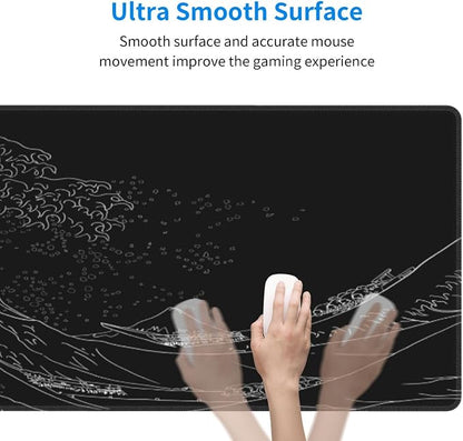 Japanese Sea Wave Large Mouse Pad, Anime Black Gaming, Extended Kanagawa Mat - Image 5