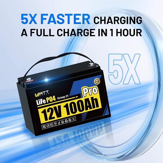 12V 100Ah LiFePO4 Lithium Battery, BCI Group 31, Deep Cycle Up to 15000 Cycles - Image 2