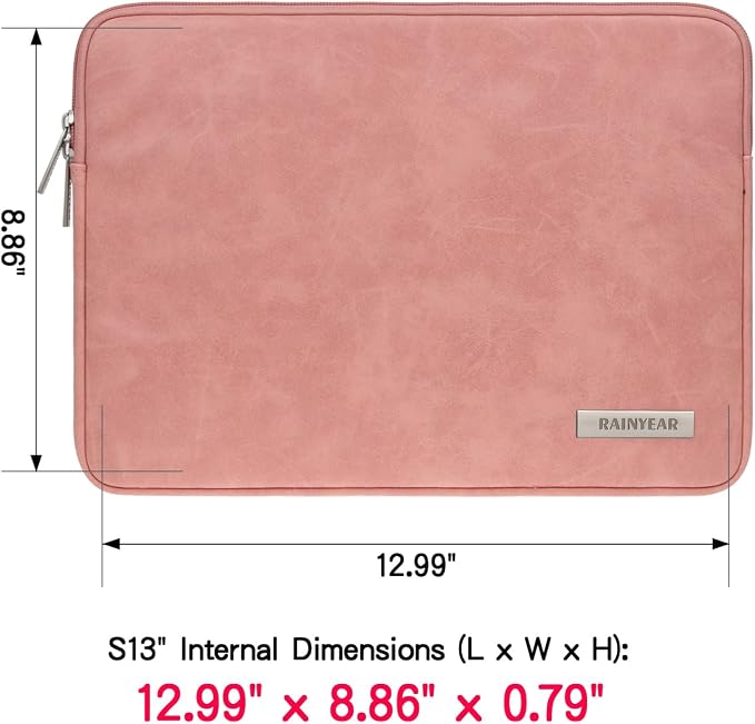 RAINYEAR 13 Inch Laptop Sleeve PU Suede Leather Case Water Resistant Cover - Image 3