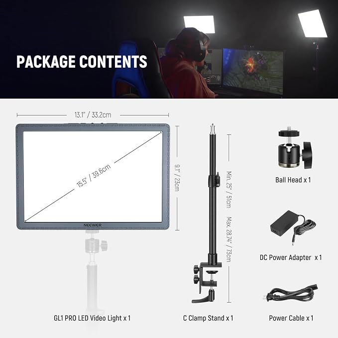 NEEWER GL1 PRO 15.5" Key Light for Streaming, Video Lighting - Image 9