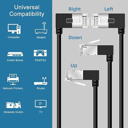 Ultra Thin Cat 6A Ethernet Cable 90° Degree Right Angled 1.6 Feet 2Pack - Image 7
