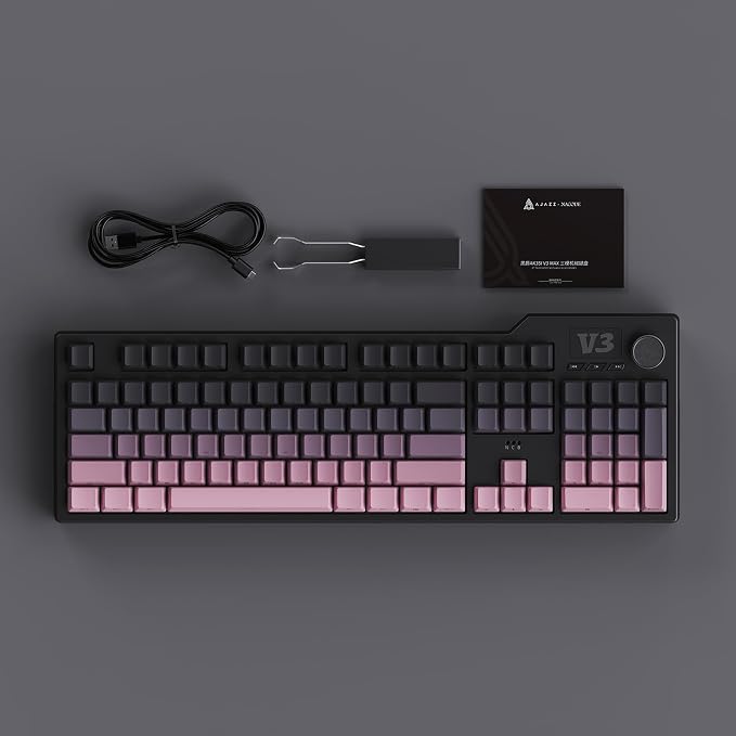 NACODEX Ajazz AK980 Pink Gaming Machanical Keyboard Gift Switch Full Size RGB - Image 8