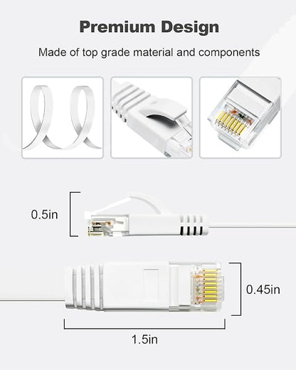 Yauhody CAT 6 Ethernet Cable 82ft White, High Speed Solid Flat CAT6 Gigabit - Image 7