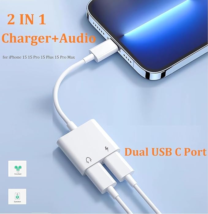 Dual USB C Headphone and Charger Adapter - Image 4