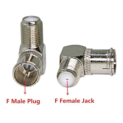 Right Angle Coax Quick TV Connector, 5 Pack F Type Male to Female Push On Plug - Image 4
