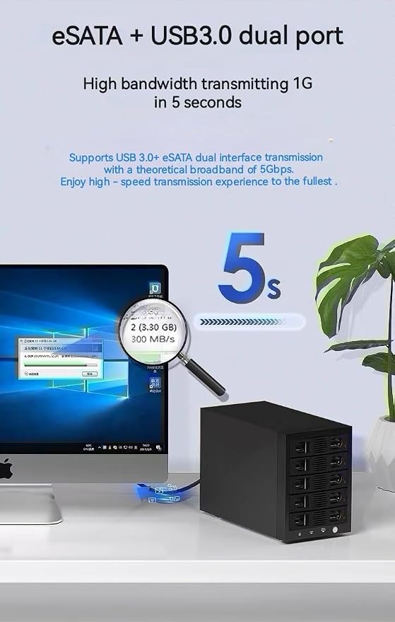 Syba 5 Bay Tool Less Tray Hot Swappable 2.5" 3.5" SATA III RAID HDD External - Image 3