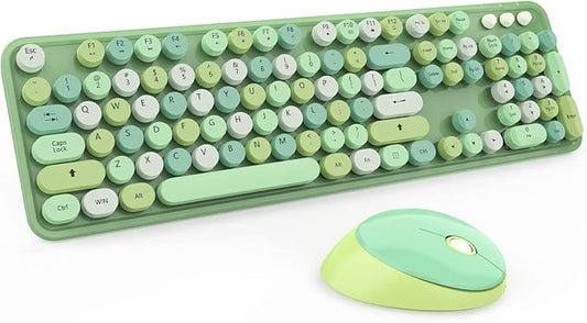 Green Wireless Keyboard and Mouse, KOOTOP Cute Green Colorful Keyboard and Mouse by Kootop