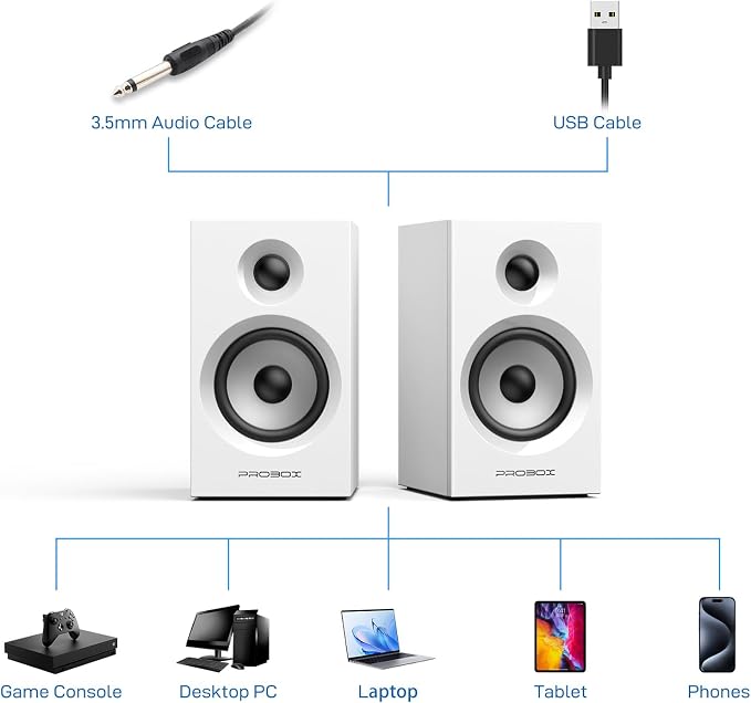 BT16 Active Bookshelf Speakers 3.5" Woofer - Image 6