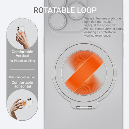 Grat 3 Upgraded Magnetic Phone Grip Stand, 360° Rotatable Silicone Strap Phone - Image 3