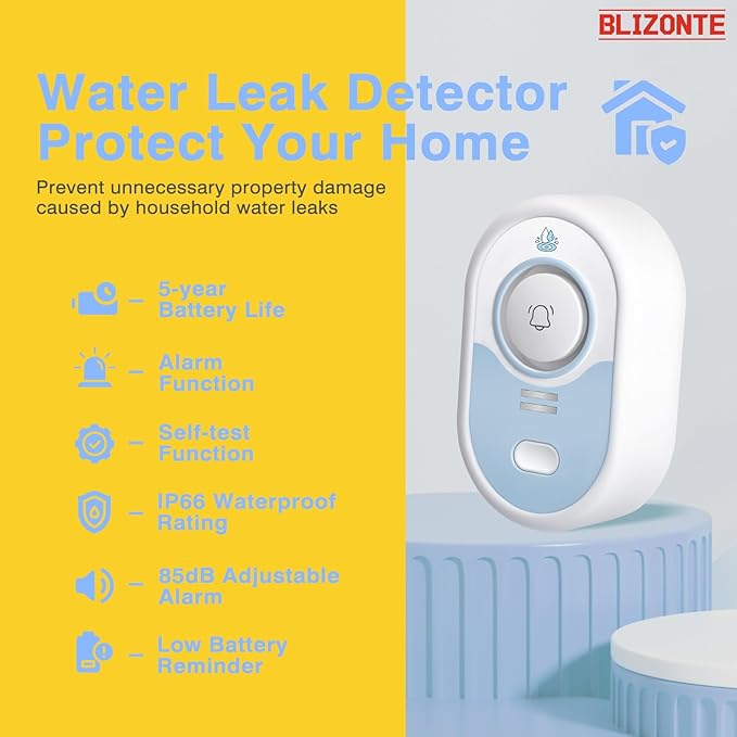 Water Leak Detector, 5-Year Battery Life, Water Alarm - Image 2