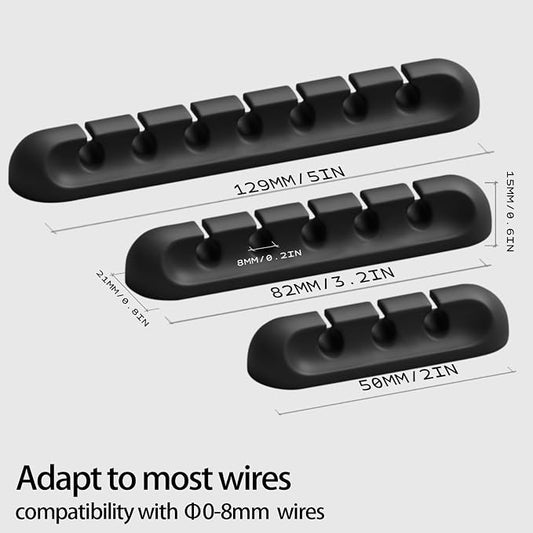 USB Cable Organizer Clips Cord Holder, 10 Packs Black Self Adhesive Desk Cord - Image 2