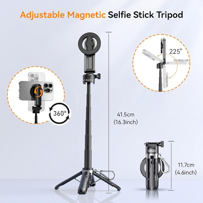 Magnetic Selfie Stick for iPhone, 4 in 1 Multifunctional Portable Selfie Sticks - Image 3