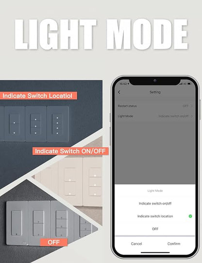 MOES Smart Double Light Switches, 2nd Generation Wi-Fi 2 Gang Single Pole Switch - Image 8