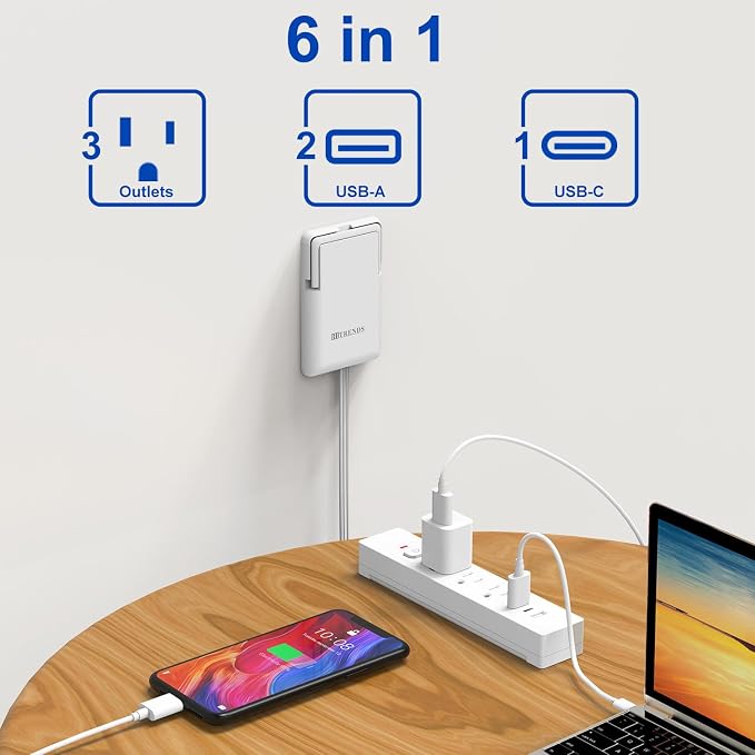 6FT Ultra-Thin Flat Plug Power Strip - Image 5
