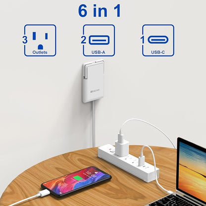 6FT Ultra-Thin Flat Plug Power Strip - Image 5