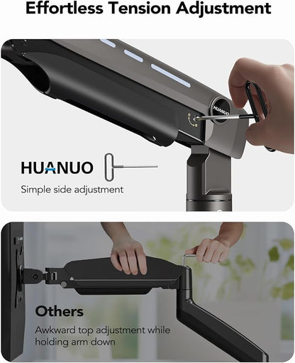 HUANUO Heavy Duty Monitor Arm for Ultrawide Screens up to 49", Holds 40 lbs - Image 5