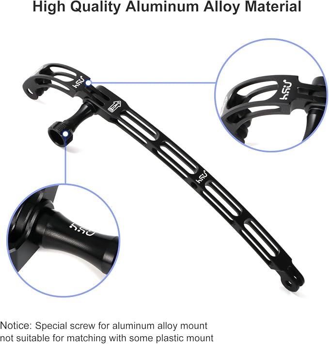 HSU Aluminum Alloy Curved Extension Arm Kit Metal Pole Mount Helmet Stick - Image 3