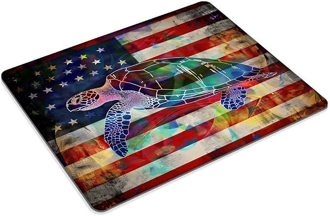 Square Mouse Pad Colorful Sea Turtle and National Flag-1, Gaming Mouse Pads - Image 2