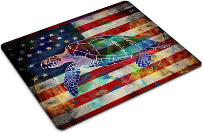 Square Mouse Pad Colorful Sea Turtle and National Flag-1, Gaming Mouse Pads - Image 2