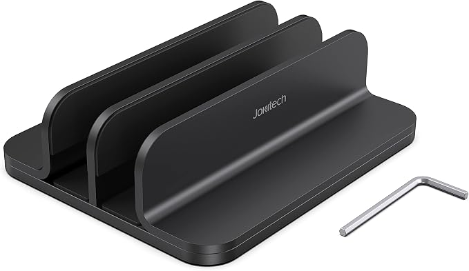 Dual Aluminum Vertical Laptop Stand Organizer, Sturdy Notebook Computer Holder - Image 5