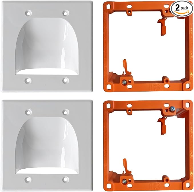 BestMounts - 2 Pack In Wall Cable Management Kit - Recessed Wall Plate Cable by BestMounts