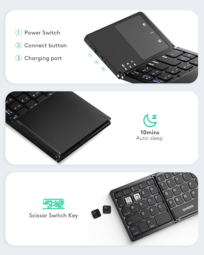 Samsers Multi-Device Foldable Bluetooth Keyboard - Image 6