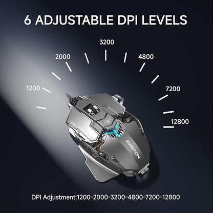 EWEADN G5 Wired Gaming Mouse, Ergonomic RGB Computer Mouse, 12800 Adjustable DPI - Image 4