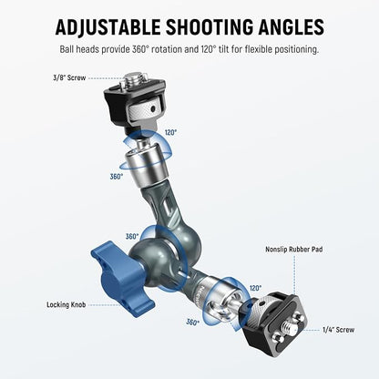 NEEWER 7" Articulating Magic Arm, Camera Monitor Mount Ball Heads Anti Twist - Image 3