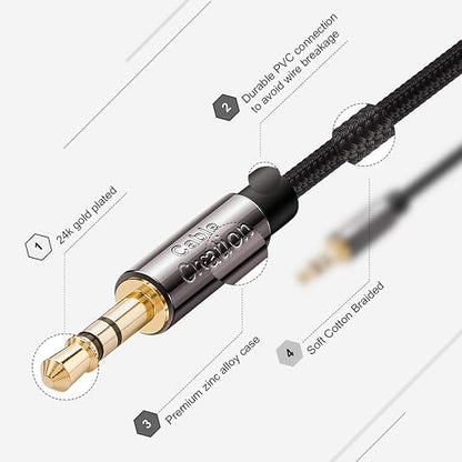 CableCreation 3.5mm Audio Cable 1.5FT/0.45M, 3.5mm Right Angle Male to Male - Image 2