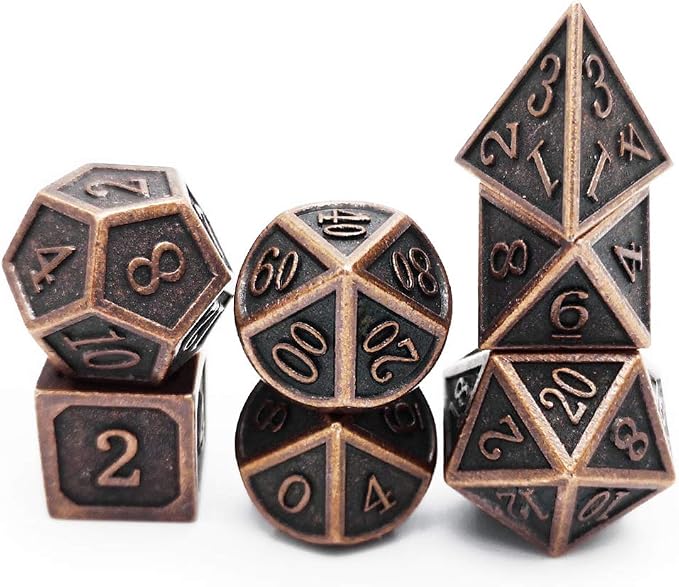 Haxtec Antique Copper Metal DND Dice Set 7 Die Polyhedral D&D Dice Compatible - Image 5