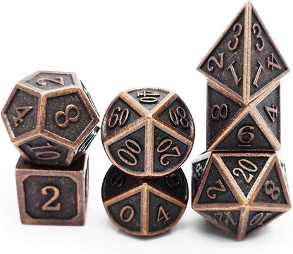 Haxtec Antique Copper Metal DND Dice Set 7 Die Polyhedral D&D Dice Compatible - Image 5