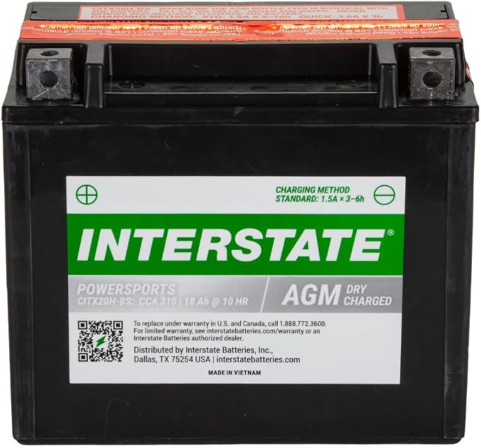 Interstate Batteries YTX20H-BS 12V 18Ah Powersports Battery 310CCA - Image 2