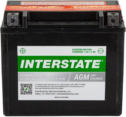 Interstate Batteries YTX20H-BS 12V 18Ah Powersports Battery 310CCA - Image 2