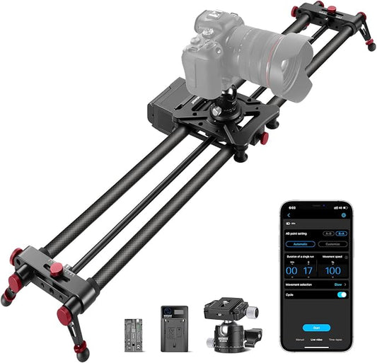 NEEWER 47.2”/120cm Motorized Camera Slider, App Wireless Control Carbon Fiber by Neewer