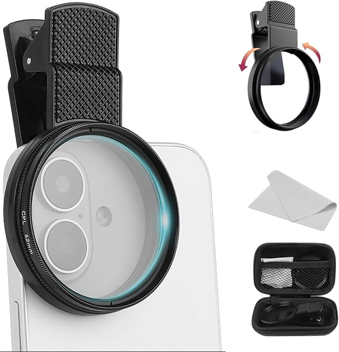 52mm Clip-on CPL Phone Camera Filter Kit, Circular Polarizer Filter, CPL by Unknown