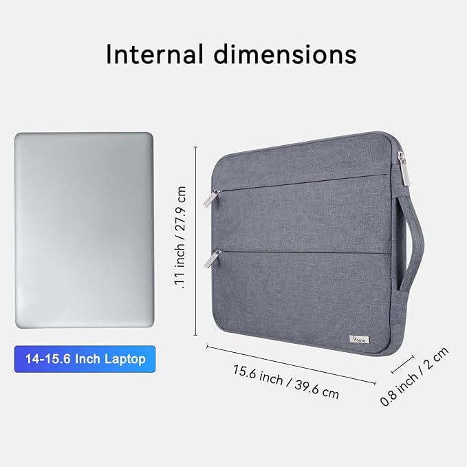 Voova Laptop Sleeve Carrying Case 15.6 16 Inch, Slim Computer Cover Bag - Image 3