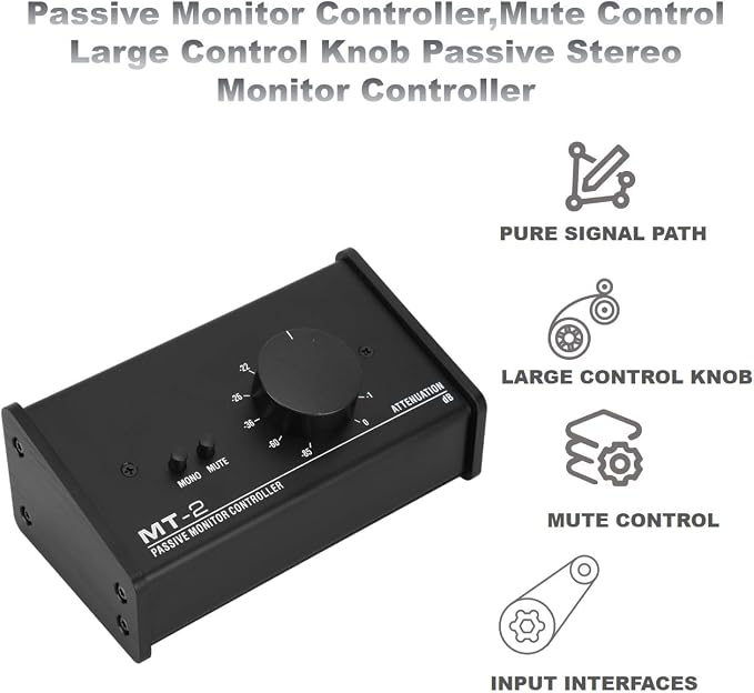 Passive Monitor Controller, Mute Control Large Control Knob Passive Stereo - Image 2