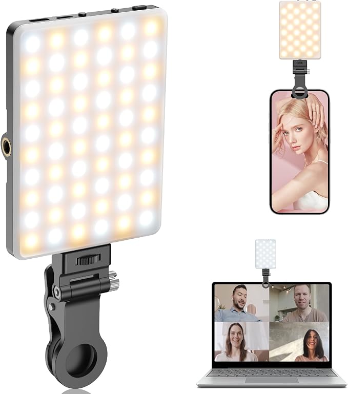 TONEOF Portable Selfie Light, Rechargable 60 LED PhoneLight by TONEOF