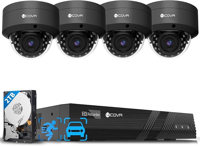 4COVR 4K PoE Security Camera System, AI Human Vehicle Detection, 8CH 8MP H.265 by 4COVR