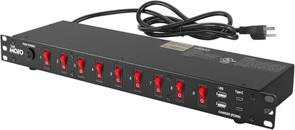 Tecmojo 9-Outlet Rack Mount Power Strip, 1U Horizontal PDU Individual Switch by Tecmojo