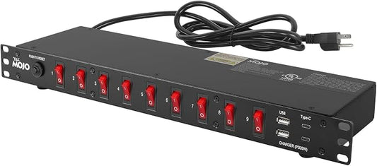 Tecmojo 9-Outlet Rack Mount Power Strip, 1U Horizontal PDU Individual Switch by Tecmojo