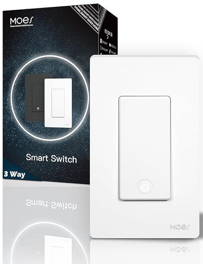 MOES Zigbee 3 Way Light Switch, 1 Gang Smart Wall Switches Single Pole by MOES