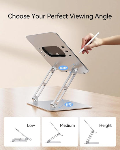 Foldable Aluminum Laptop Stand for 10-17.3" Laptops, Height Adjustable Portable - Image 3