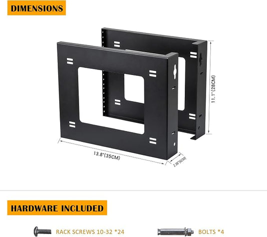 RIVECO 6U Open Frame Rack Wall Mount & Desktop Mount, No Assembly Required - Image 2