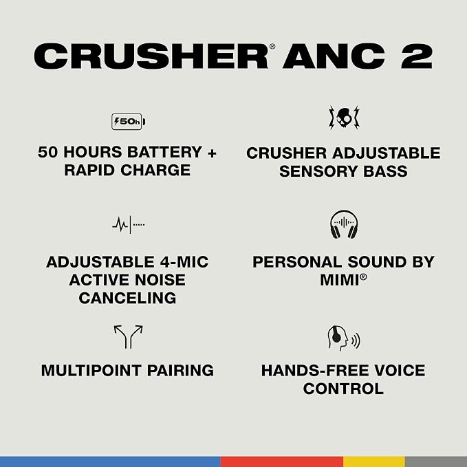 Skullcandy Crusher ANC 2 Over-Ear Noise Canceling Wireless Headphones - Image 4