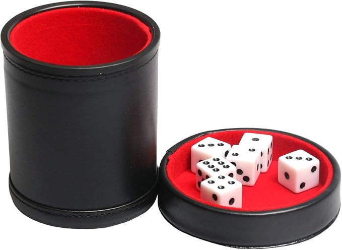 Leatherette Dice Cup with Lid, Includs 16mm Regular Dices - Image 5
